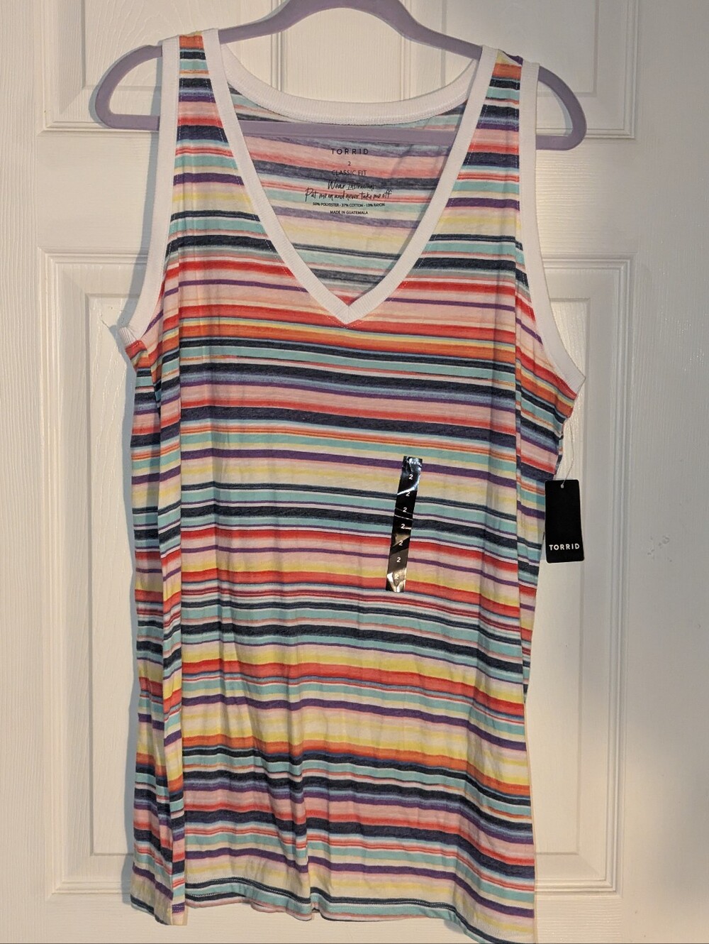 NWT Torrid Multicolor Striped V-Neck Tank with White Trim